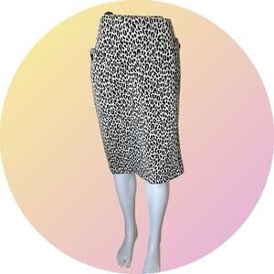 Spiegel Catalog Vtg 90s Black Cream Cheetah Pencil Knit Skirt NEW Womens L 12